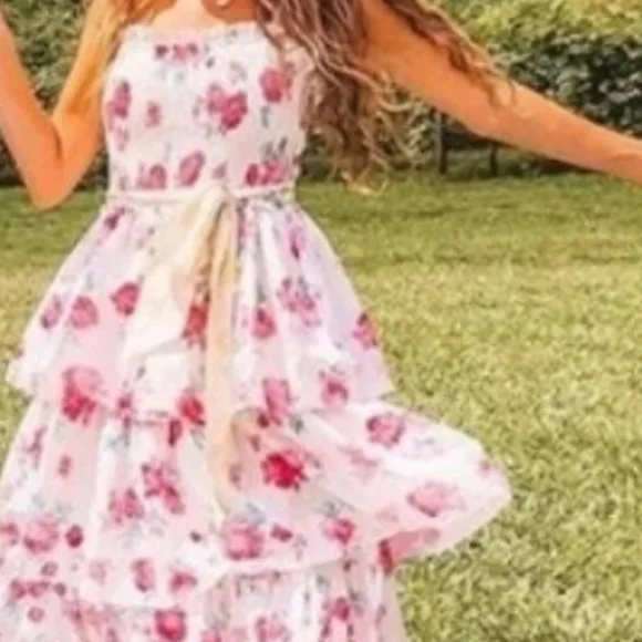 LoveShackFancy Pink Floral Midi Dress - Picture 6 of 8